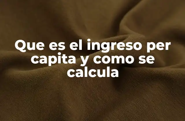 Que es el Ingreso Per Capita y como Se Calcula
