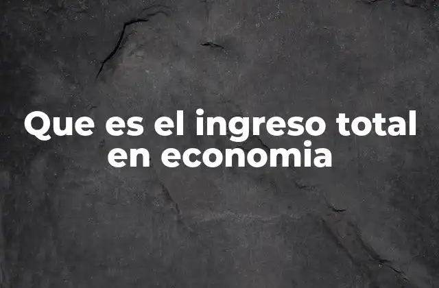 Que es el Ingreso Total en Economia