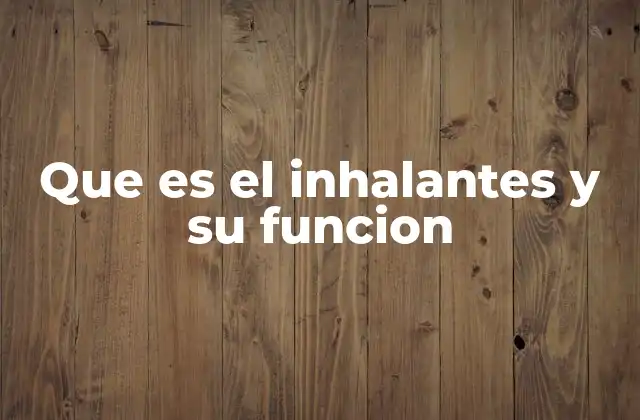 Que es el Inhalantes y Su Funcion