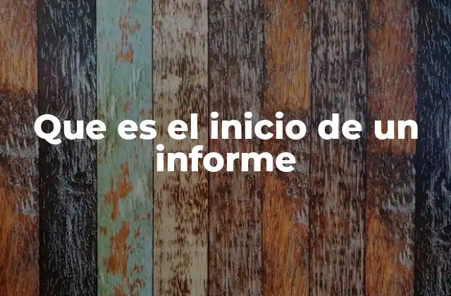 Que es el Inicio de un Informe
