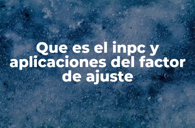 Que es el Inpc y Aplicaciones Del Factor de Ajuste