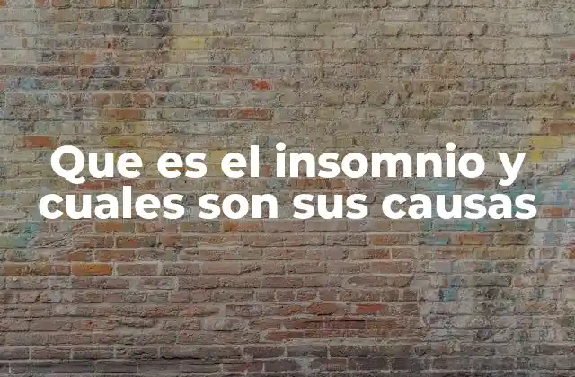 Que es el Insomnio y Cuales Son Sus Causas