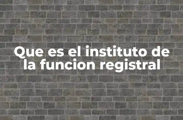 Que es el Instituto de la Funcion Registral