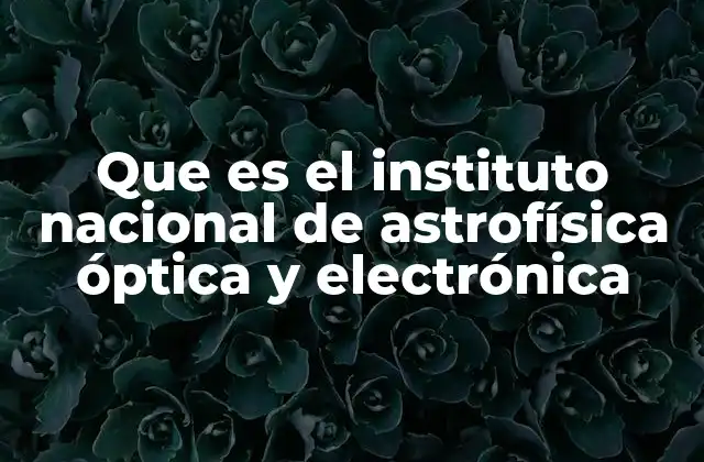 Que es el Instituto Nacional de Astrofísica Óptica y Electrónica