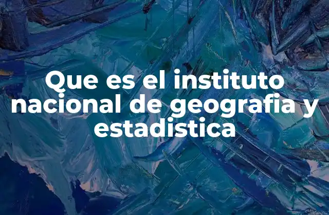Que es el Instituto Nacional de Geografia y Estadistica