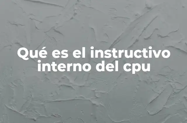 Qué es el Instructivo Interno Del Cpu