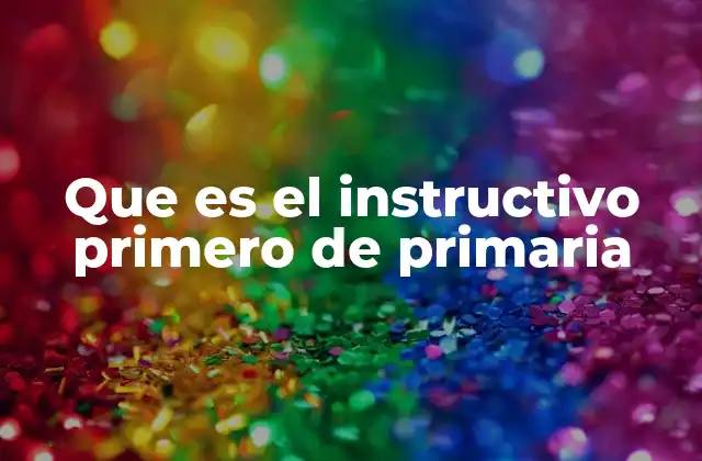 Que es el Instructivo Primero de Primaria