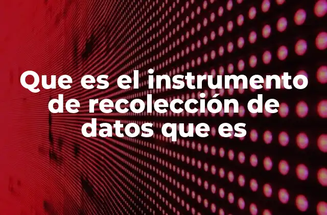 Que es el Instrumento de Recolección de Datos que es
