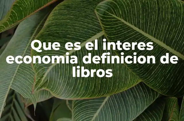 Que es el Interes Economia Definicion de Libros