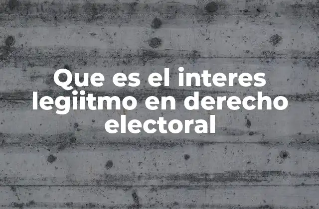 Que es el Interes Legiitmo en Derecho Electoral