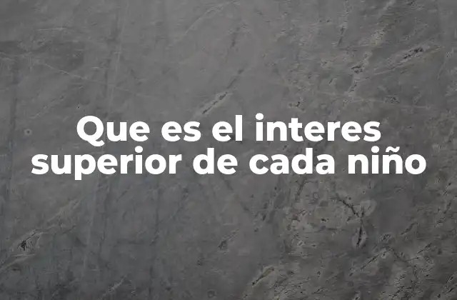Que es el Interes Superior de Cada Niño