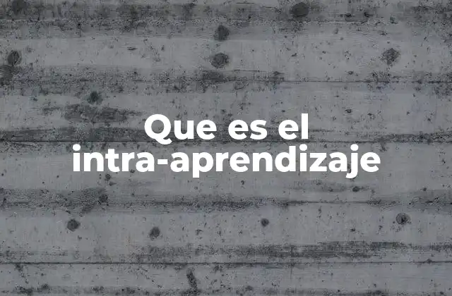 Que es el Intra-aprendizaje