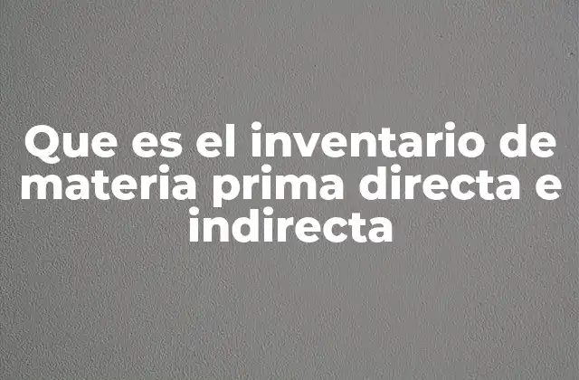 Que es el Inventario de Materia Prima Directa e Indirecta