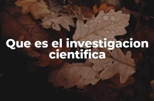 Que es el Investigacion Cientifica