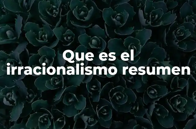 Que es el Irracionalismo Resumen
