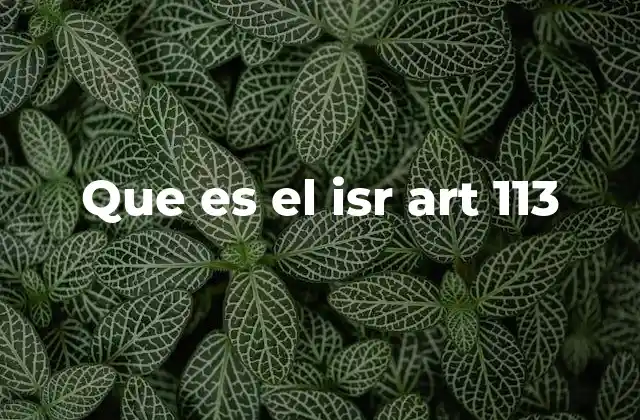 Que es el Isr Art 113