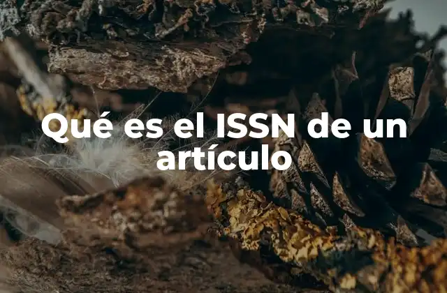 Qué es el Issn de un Artículo