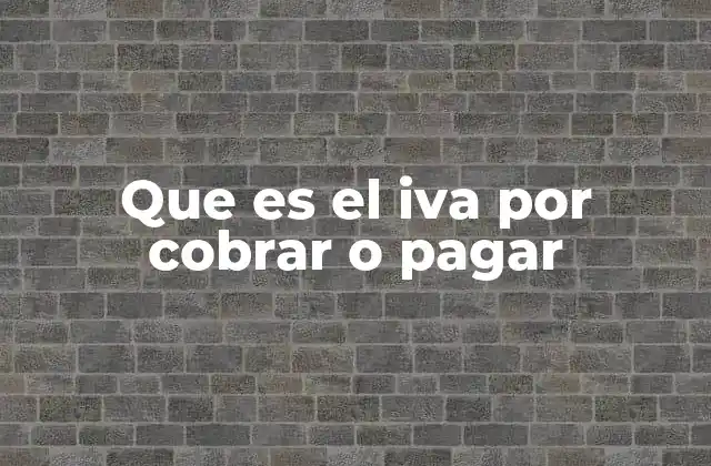 Que es el Iva por Cobrar o Pagar