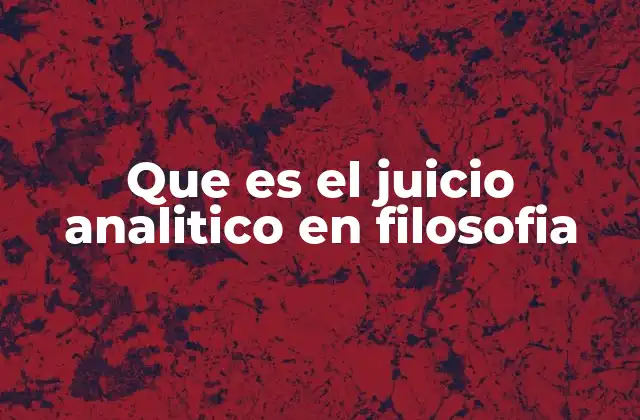 Que es el Juicio Analitico en Filosofia