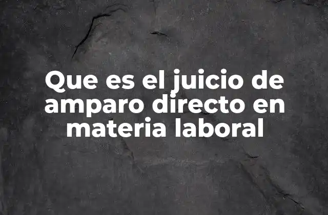 Que es el Juicio de Amparo Directo en Materia Laboral
