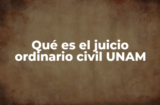 Qué es el Juicio Ordinario Civil Unam