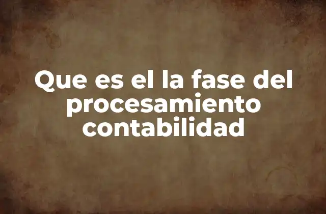 Que es el la Fase Del Procesamiento Contabilidad