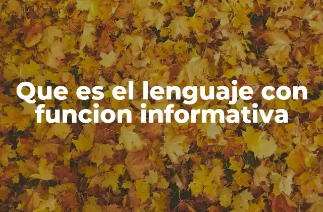 Que es el Lenguaje con Funcion Informativa