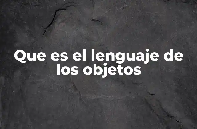 Que es el Lenguaje de los Objetos