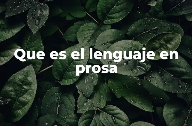 Que es el Lenguaje en Prosa