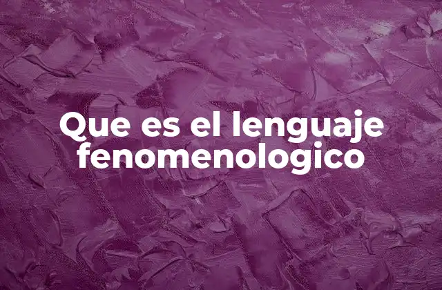 Que es el Lenguaje Fenomenologico