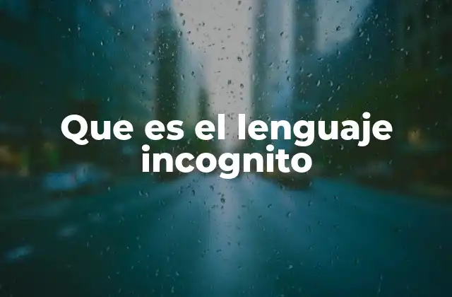 Que es el Lenguaje Incognito