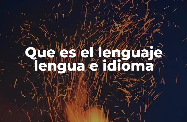Que es el Lenguaje Lengua e Idioma