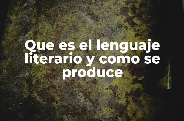 Que es el Lenguaje Literario y como Se Produce