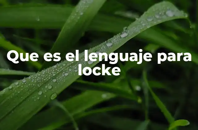 Que es el Lenguaje para Locke