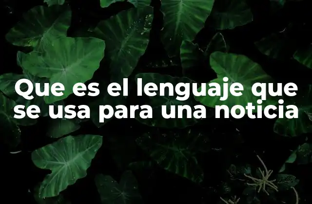 Que es el Lenguaje que Se Usa para una Noticia