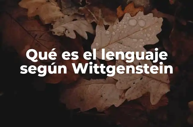 Qué es el Lenguaje según Wittgenstein