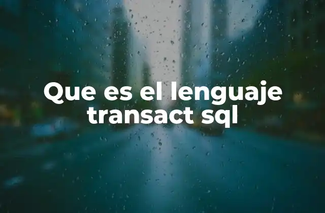 Que es el Lenguaje Transact Sql