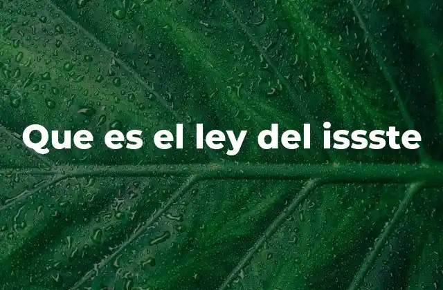 Que es el Ley Del Issste