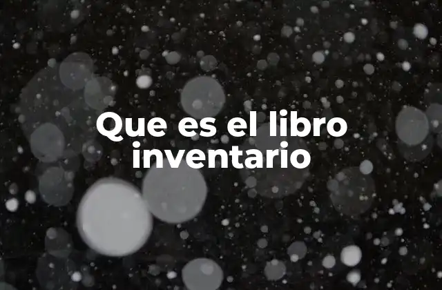 Que es el Libro Inventario