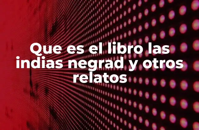 Que es el Libro las Indias Negrad y Otros Relatos