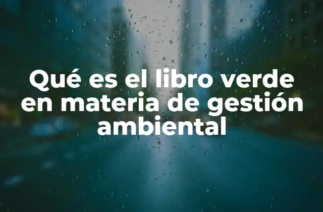 Qué es el Libro Verde en Materia de Gestión Ambiental 2 Fundamentos de la gestión ambiental en el contexto del libro verde