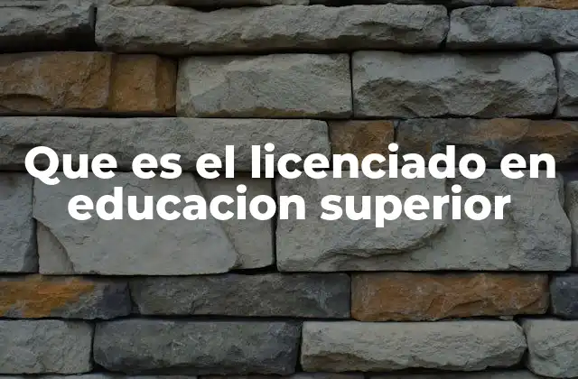 Que es el Licenciado en Educacion Superior