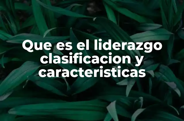 Que es el Liderazgo Clasificacion y Caracteristicas