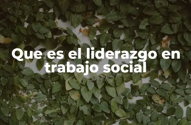 Que es el Liderazgo en Trabajo Social