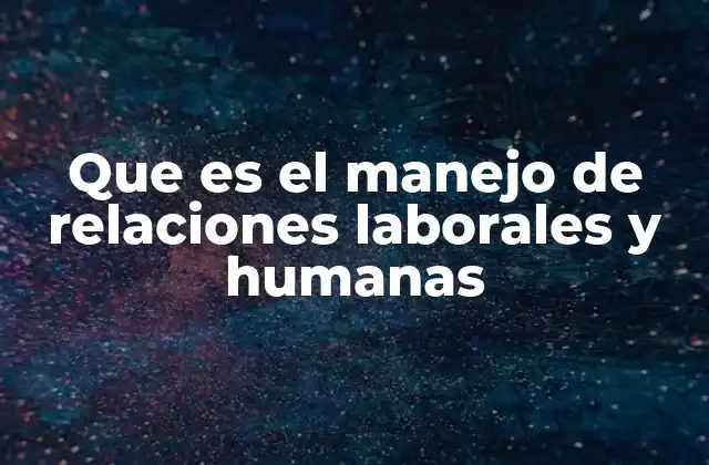 Que es el Manejo de Relaciones Laborales y Humanas