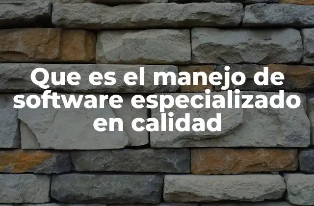 Que es el Manejo de Software Especializado en Calidad