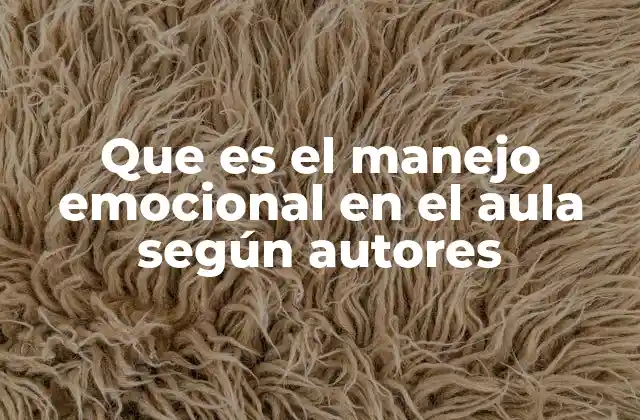 Que es el Manejo Emocional en el Aula según Autores