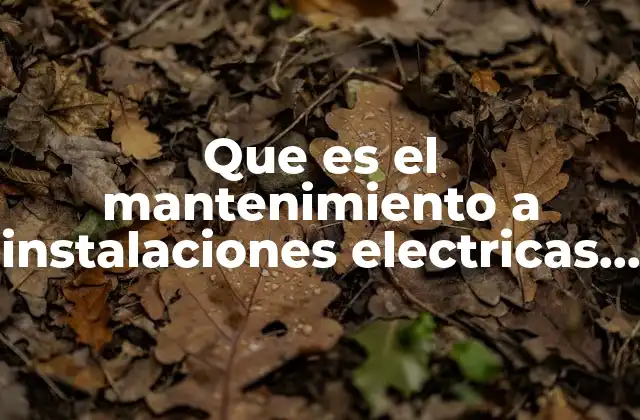 Que es el Mantenimiento a Instalaciones Electricas Residenciales