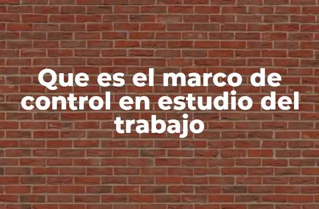 Que es el Marco de Control en Estudio Del Trabajo