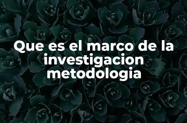 Que es el Marco de la Investigacion Metodologia